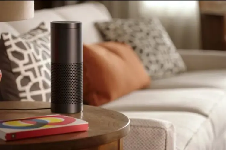 Amazon Echo device in living room